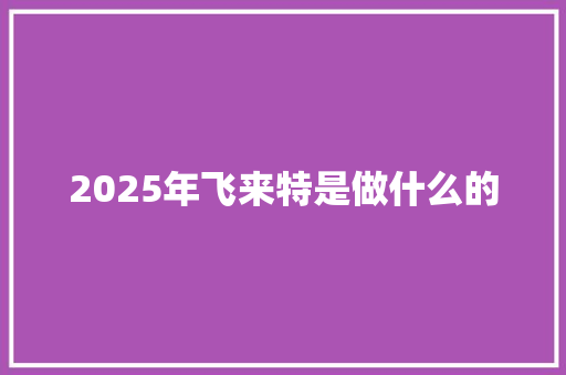 2025年飞来特是做什么的