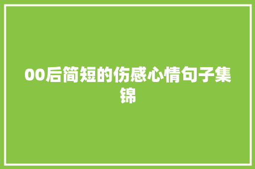 00后简短的伤感心情句子集锦