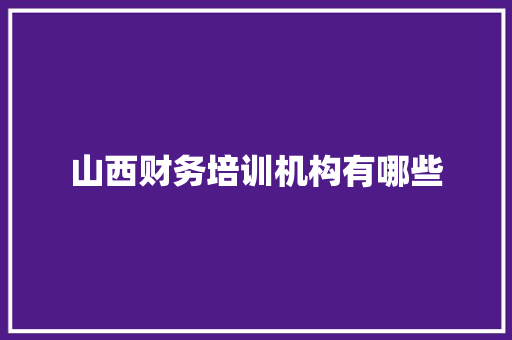 山西财务培训机构有哪些 简历模板