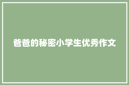 爸爸的秘密小学生优秀作文