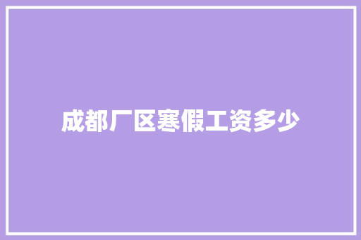 成都厂区寒假工资多少