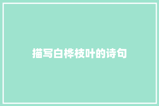 描写白桦枝叶的诗句 写作技巧