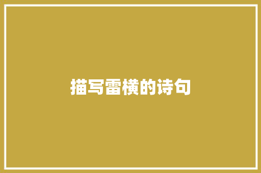 描写雷横的诗句