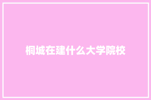 桐城在建什么大学院校
