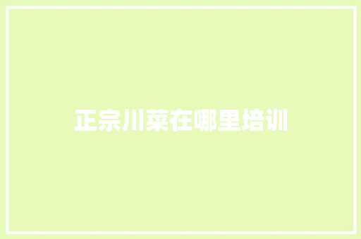 正宗川菜在哪里培训