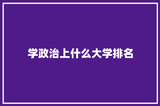 学政治上什么大学排名