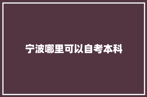 宁波哪里可以自考本科