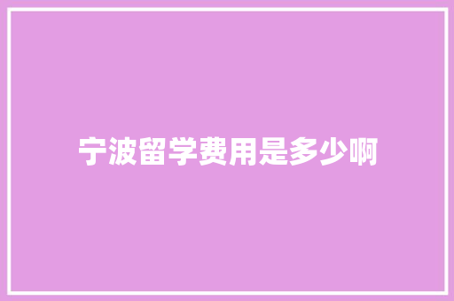 宁波留学费用是多少啊