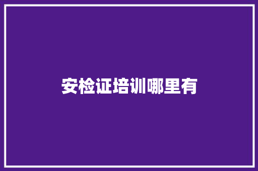 安检证培训哪里有
