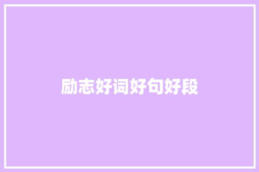 励志好词好句好段