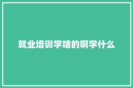 就业培训学啥的啊学什么