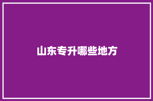 山东专升哪些地方
