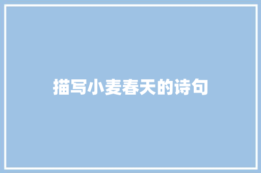 描写小麦春天的诗句 词汇积累