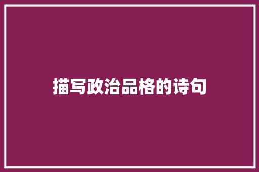 描写政治品格的诗句 简历模板