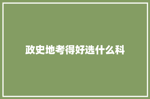 政史地考得好选什么科