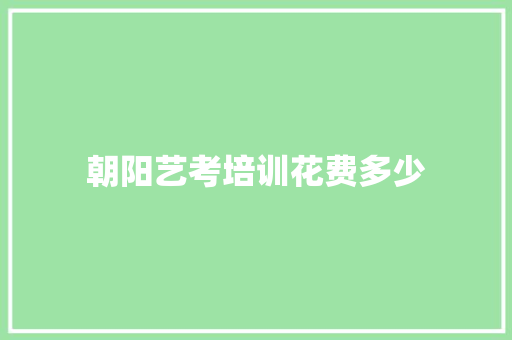 朝阳艺考培训花费多少