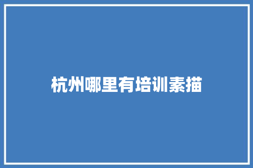 杭州哪里有培训素描