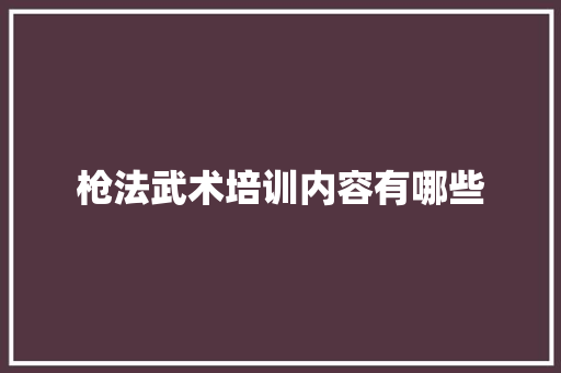 枪法武术培训内容有哪些
