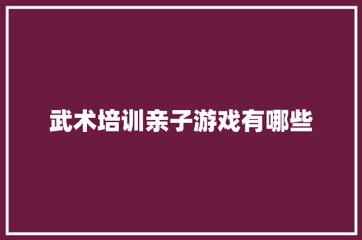 武术培训亲子游戏有哪些