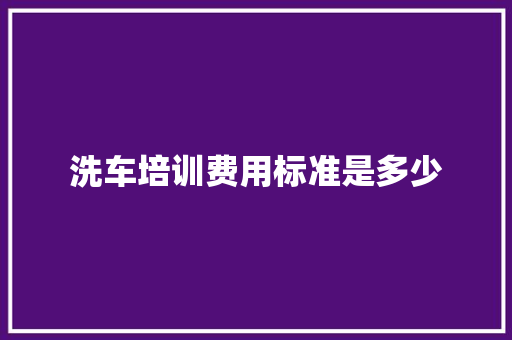 洗车培训费用标准是多少