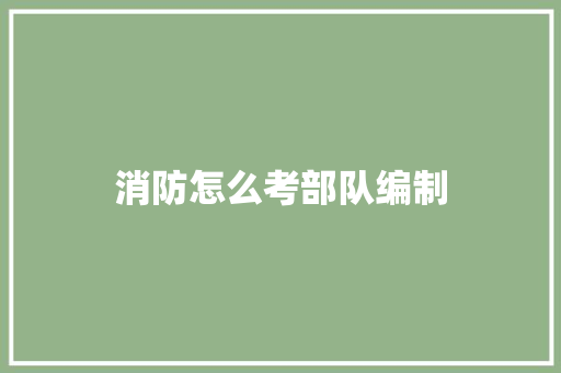 消防怎么考部队编制