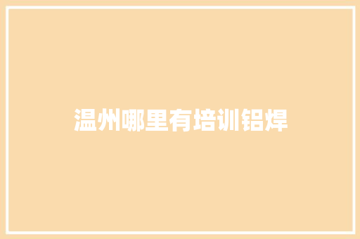 温州哪里有培训铝焊