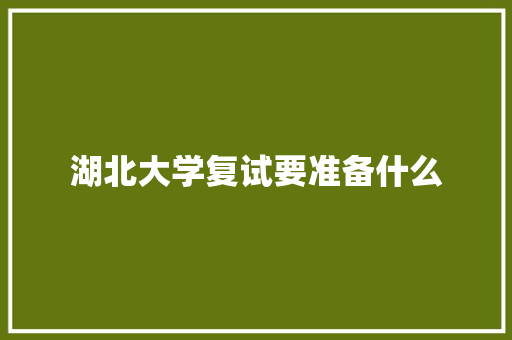湖北大学复试要准备什么