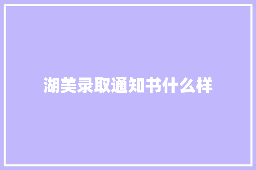 湖美录取通知书什么样