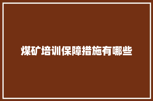 煤矿培训保障措施有哪些