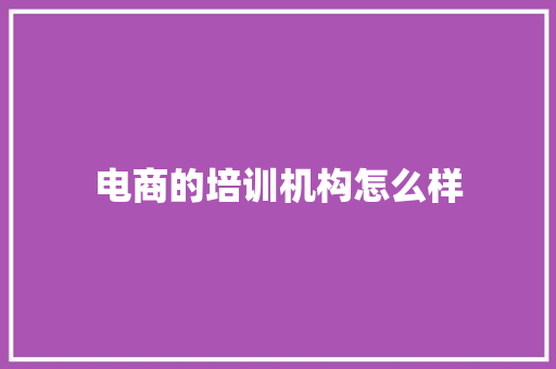 电商的培训机构怎么样