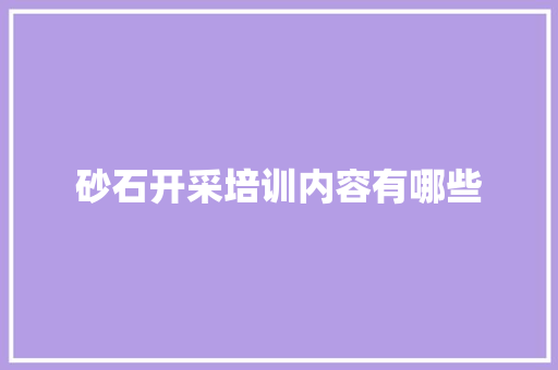 砂石开采培训内容有哪些