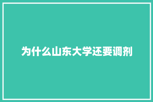 为什么山东大学还要调剂