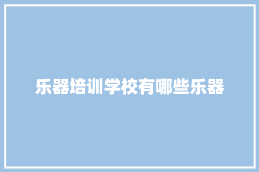 乐器培训学校有哪些乐器