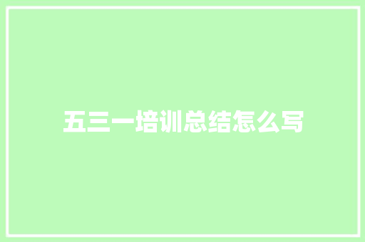 五三一培训总结怎么写