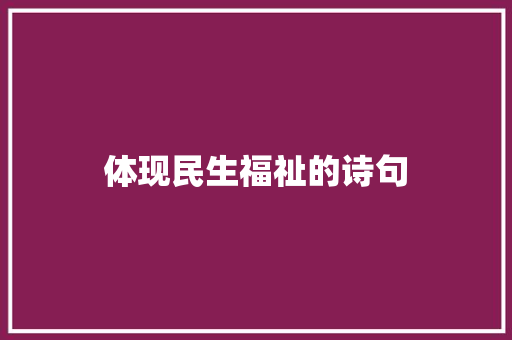 体现民生福祉的诗句