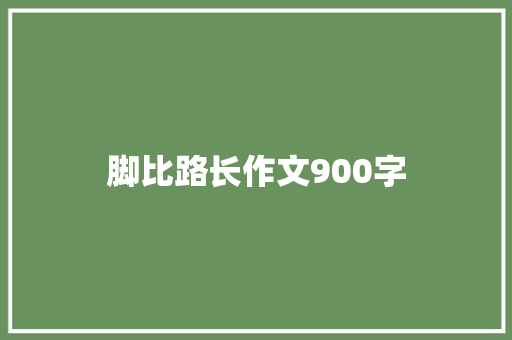 脚比路长作文900字