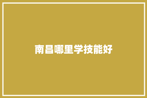 南昌哪里学技能好