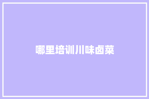 哪里培训川味卤菜
