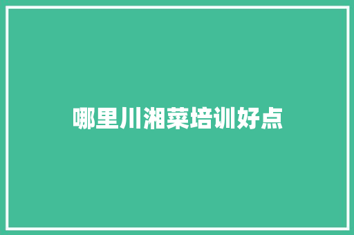 哪里川湘菜培训好点