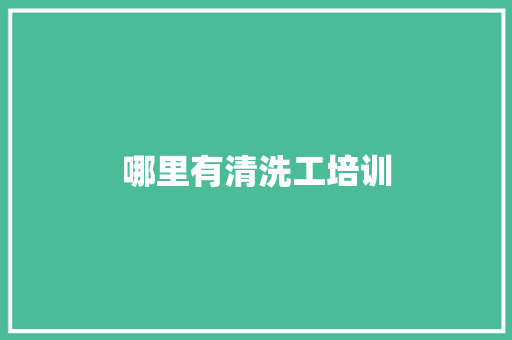 哪里有清洗工培训