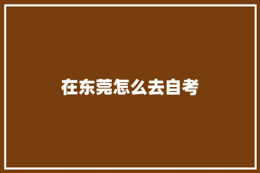 在东莞怎么去自考