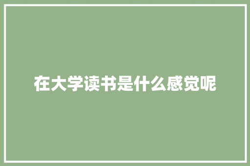 在大学读书是什么感觉呢