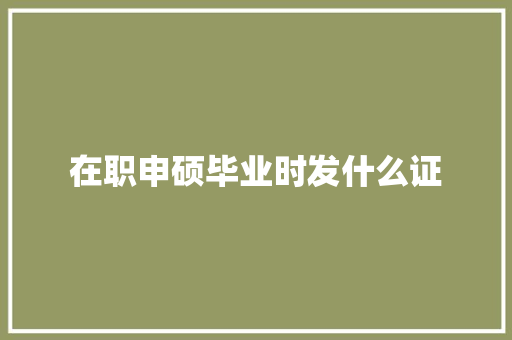 在职申硕毕业时发什么证