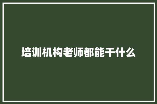培训机构老师都能干什么