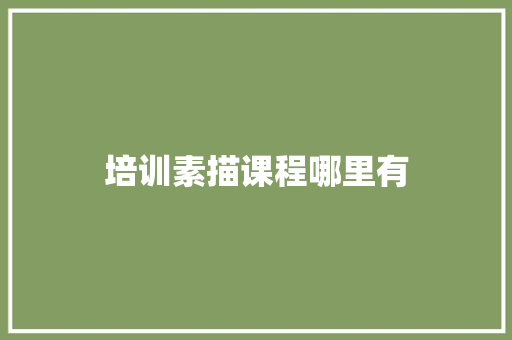 培训素描课程哪里有