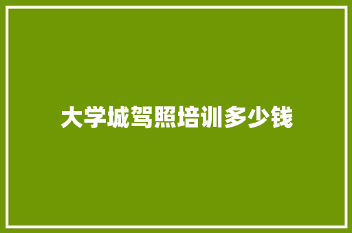 大学城驾照培训多少钱