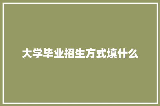 大学毕业招生方式填什么