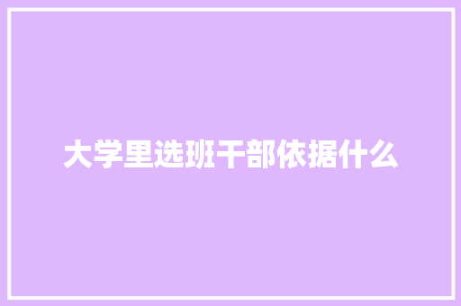 大学里选班干部依据什么