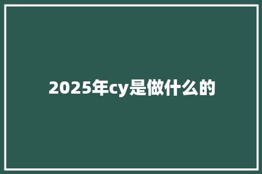 2025年cy是做什么的