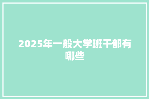 2025年一般大学班干部有哪些